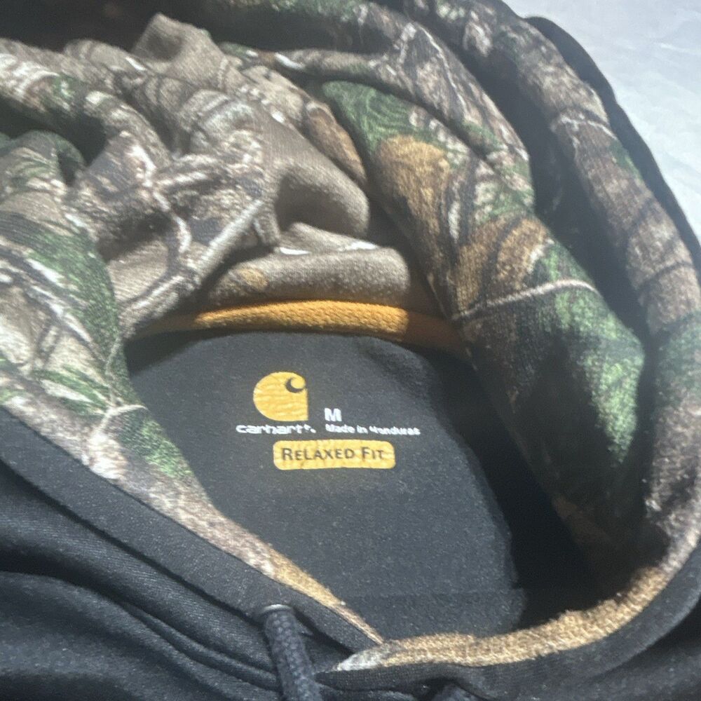 Carhartt Force Extremes Men Medium Black Yellow Logo Camo Line Hoodie Sweatshirt - Picture 2 of 7